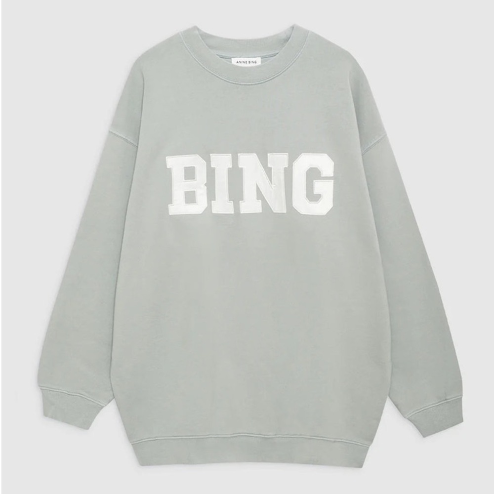 ANINE BING - TYLER SWEATSHIRT SATIN BING IN SAGE GREEN